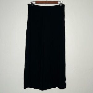 Eileen Fisher 100% Silk Crepe Wide Leg Pants Black Size XS Luxe Minimalist